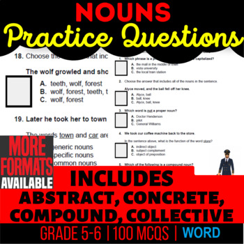 Preview of Nouns Worksheets: Abstract, Concrete, Compound, Collective, Possessive (Word)