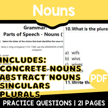 Preview of Nouns Worksheets Concrete Abstract Compound and Collective Practice Questions