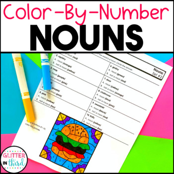 Preview of Nouns Worksheets Grammar Activities Color By Number