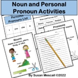 Nouns and Personal Pronouns Sort, Worksheets and Task Cards