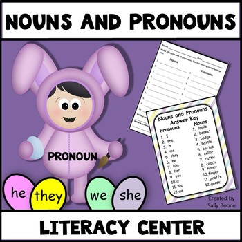 Preview of Nouns and Pronouns Literacy Center - Easter Theme