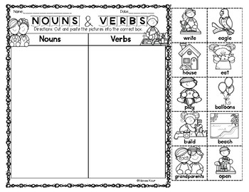 Preview of Nouns and Verbs Freebie