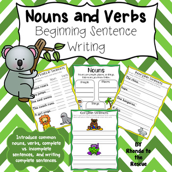Preview of Nouns and Verbs - Beginning Sentence Writing - TPT Digital- Distance Learning