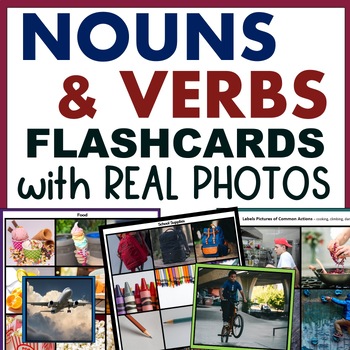 Preview of Nouns and Verbs Picture Flashcard Bundle