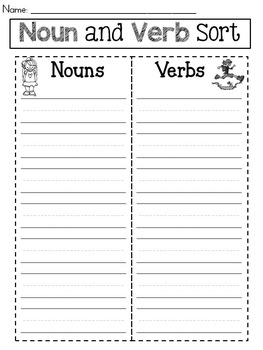 Noun and Verb Sort by Rock Paper Scissors | Teachers Pay Teachers