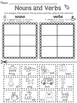 noun and verb sort distance learning by rock paper scissors tpt