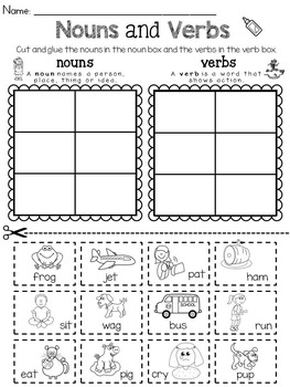 Noun and Verb Sort - Distance Learning by Rock Paper Scissors | TpT