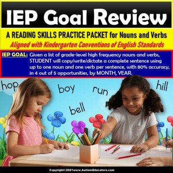 Preview of Nouns and Verbs in Sentences | Review Packet for IEP Goals for Special Education