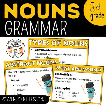 Preview of 3rd Grade Nouns PowerPoint Grammar lesson with Practice