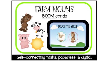 Preview of Farm Nouns - Digital Task Cards with Boom cards
