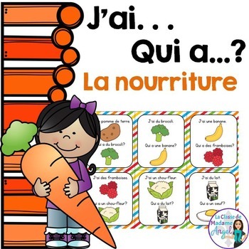 Preview of La nourriture: French Food Themed Vocabulary Game - J'ai...Qui a...?