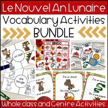 Preview of Nouvel An Lunaire | French Lunar New Year Vocabulary Activities BUNDLE