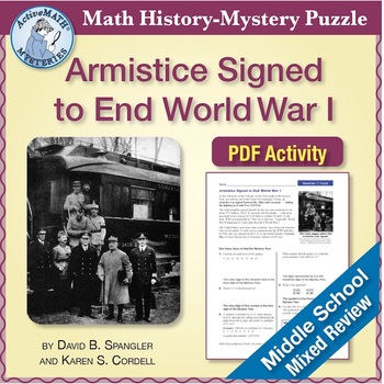 Preview of Nov. 11 Math & Veterans Day Puzzle: World War I Armistice | Mixed Review PDF