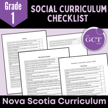 Preview of Nova Scotia Grade 1 Social Studies Curriculum Checklist 