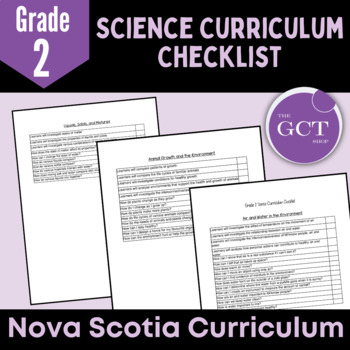 Preview of Nova Scotia Grade 2 Science Curriculum Checklist
