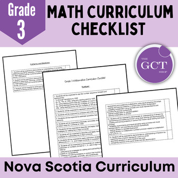 Preview of Nova Scotia Grade 3 Mathematics Curriculum Checklist
