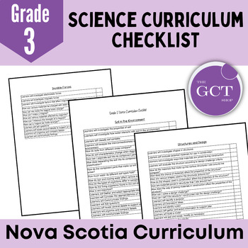 Preview of Nova Scotia Grade 3 Science Curriculum Checklist