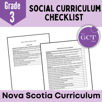 Preview of Nova Scotia Grade 3 Social Studies Curriculum Checklist