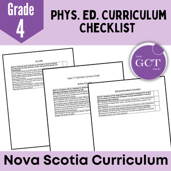 Preview of Nova Scotia Grade 4 Phys. Ed Curriculum Checklist