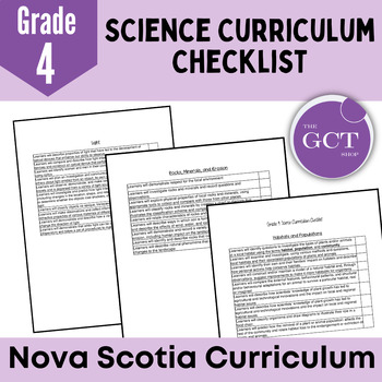 Preview of Nova Scotia Grade 4 Science Curriculum Checklist