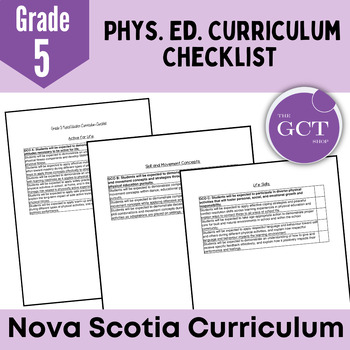 Preview of Nova Scotia Grade 5 Phys. Ed Curriculum Checklist