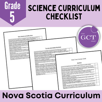 Preview of Nova Scotia Grade 5 Science Curriculum Checklist