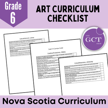 Preview of Nova Scotia Grade 6 Art Curriculum Checklist