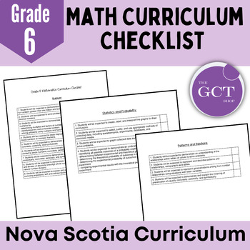 Preview of Nova Scotia Grade 6 Mathematics Curriculum Checklist