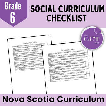 Preview of Nova Scotia Grade 6 Social Curriculum Checklist