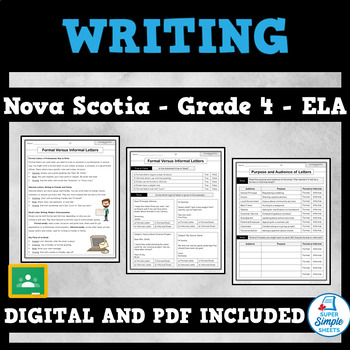 Preview of Nova Scotia Language Arts ELA - Grade 4 - Writing