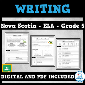 Preview of Nova Scotia Language Arts ELA - Grade 5 - Writing