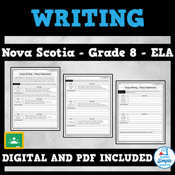 Preview of Nova Scotia Language Arts ELA - Grade 8 - Writing