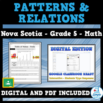 Preview of Nova Scotia - Math - Grade 5 - Patterns and Relations - NEW 2022 Curriculum!