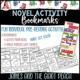 Novel Activity Bookmarks for James and The Giant Peach, Pr