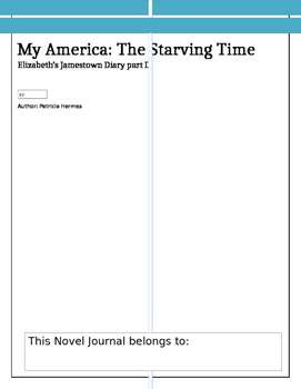 Preview of Novel Journal for My America: The Starving Time, Elizabeth's Diary