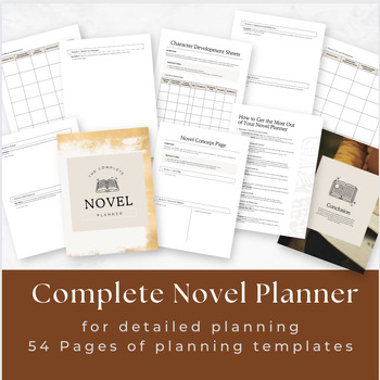Preview of Novel Planner Template - Complete Planner PDF Version