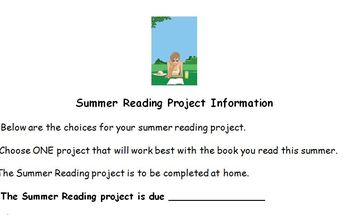 Preview of Novel Projects EASY to assess summer reading! BACK TO SCHOOL IDEAS!