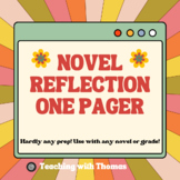 Novel Reflection One Pager: Any Novel, Any Grade!