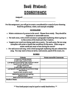 Preview of "Novel Soundtrack" -- Fun Alternative to Traditional Book Reports!