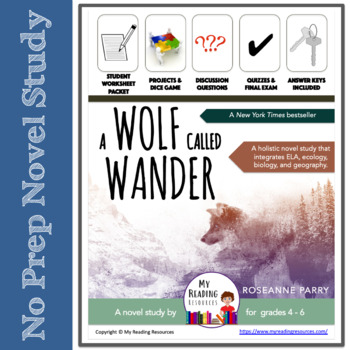 Preview of Novel Study: A Wolf Called Wander w/ Part A, Part B Qs - Print or Digital