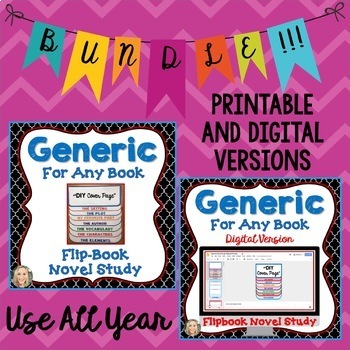 Preview of Novel Study Bundle, FlipBook Project, Activities, Generic, Printable, Digital