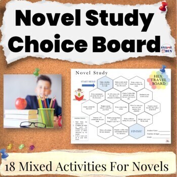 Preview of Novel Study Choice Board - Book Club Reading Activities for Any Novels