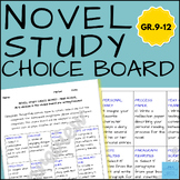 Novel Study Choice Board Writing Projects-ANY BOOK-High Sc
