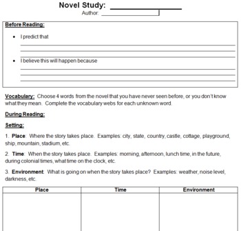 Novel Study Contract (Generic) by Judith Taylor | TPT