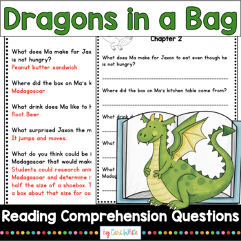 Preview of Reading Comprehension Novel Study Dragons in a Bag Great for Book Clubs