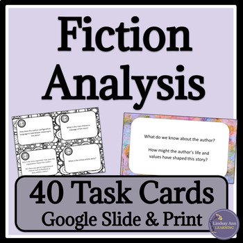 Preview of Fiction Reading Response and Analysis Task Cards for Short Stories & Novel Study