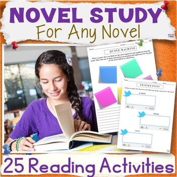 Preview of Novel Study For Any Novel - Independent Reading Projects, Book Club Templates