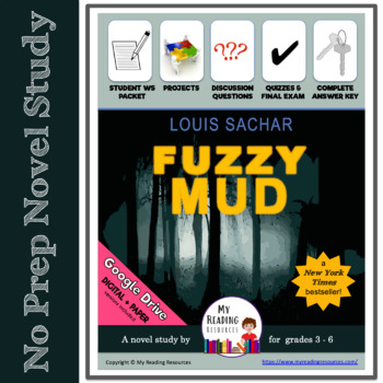 Preview of Novel Study Fuzzy Mud by Louis Sachar -- includes DIGITAL resource options