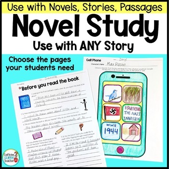Preview of Book Study Comprehension Pages and Novel Study for ANY Book or Story