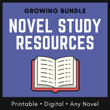 Preview of Novel Study Materials for Any Book: Questions, Plot Quizzes, One-Pagers, & More